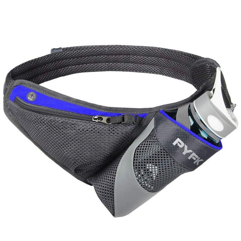 PYFK Running Belt Hydration Waist Pack with Water Bottle Holder for Men Women Waist Pouch Fanny Bag Reflective (Blue) - Image 1